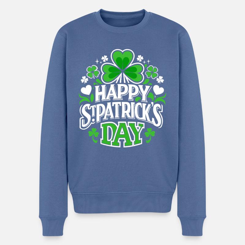 Bonne Saint-Patrick - Shamrock - Irlande - Pull Premium bio Homme - bleu pigeon