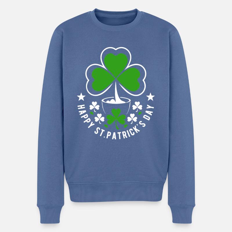 Bonne Saint-Patrick - Shamrock - Irlande - Pull Premium bio Homme - bleu pigeon