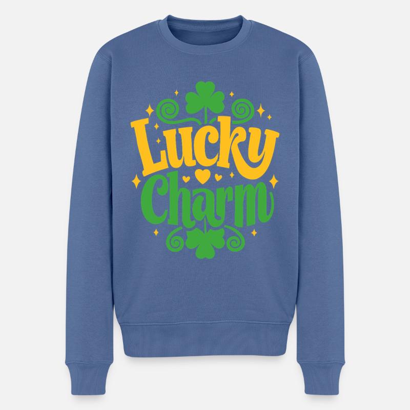 Porte-bonheur - Saint-Patrick - Irlande - Pull Premium bio Homme - bleu pigeon