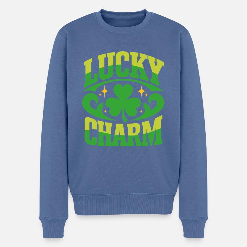 Porte-bonheur - Saint-Patrick - Irlande - Pull Premium bio Homme - bleu pigeon
