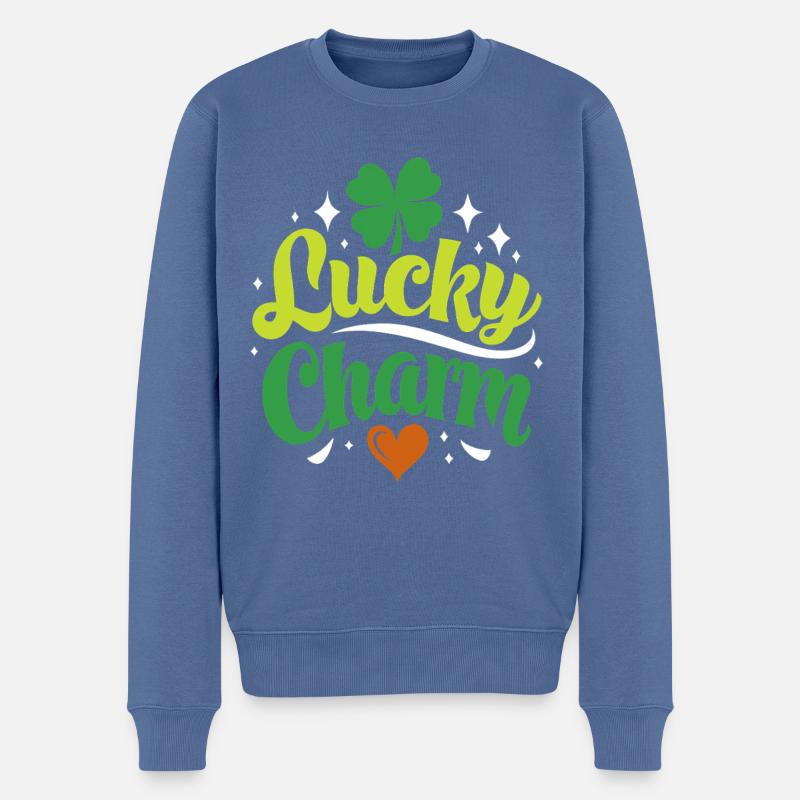 Porte-bonheur - Saint-Patrick - Irlande - Pull Premium bio Homme - bleu pigeon