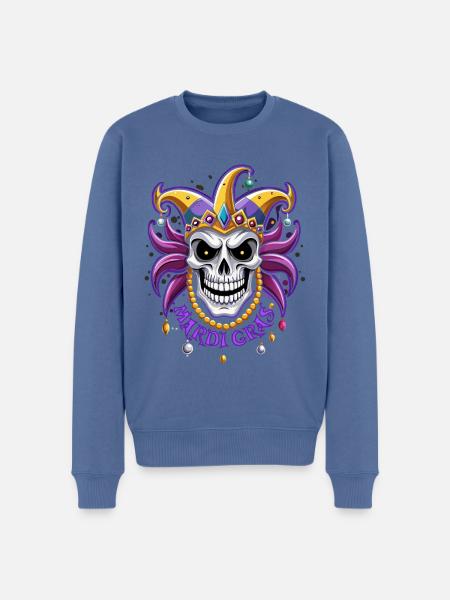 Mardi Gras - Carnival - Skull - Gift - Men's Premium Organic Jumper - stone blue