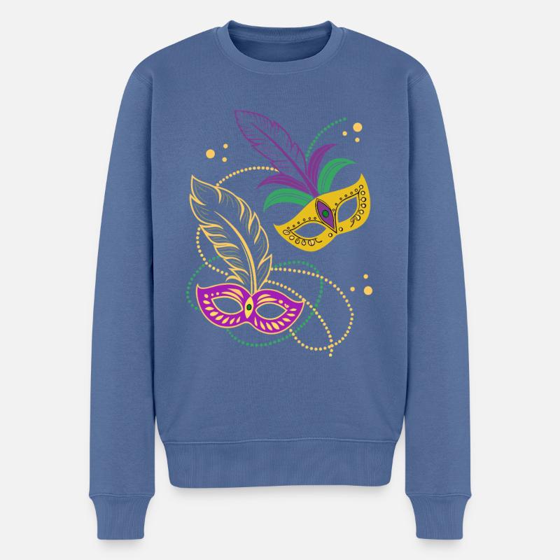 Mardi Gras - Carnaval - Masque - Cadeau - Pull Premium bio Homme - bleu pigeon