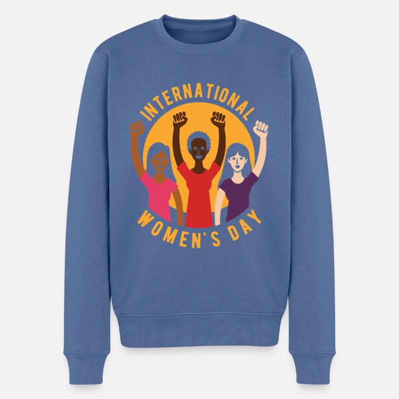 International Women's Day - Geschenk - Männer Premium Bio Pullover - Taubenblau