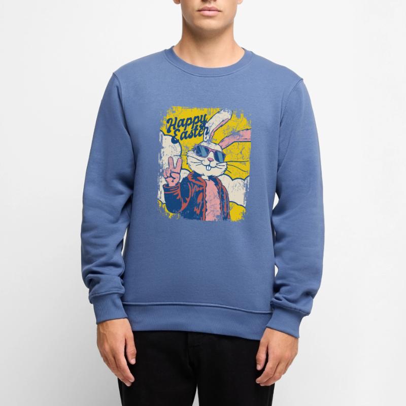 Happy Easter - Cool Easter Bunny - Easter Egg Men's Premium Organic Jumper