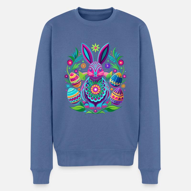 Happy Easter - Osterhase - Osterei - Geschenk - Männer Premium Bio Pullover - Taubenblau