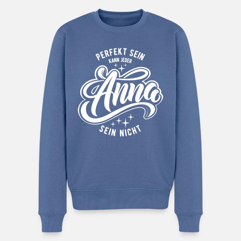 Vornamen Anna - Namenstag - Geschenk - Männer Premium Bio Pullover - Taubenblau