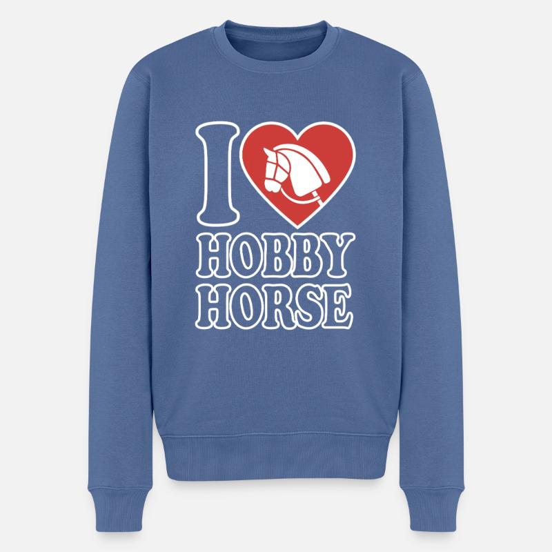 J’aime hobby cheval - Coeur - Hobby - Pull Premium bio Homme - bleu pigeon