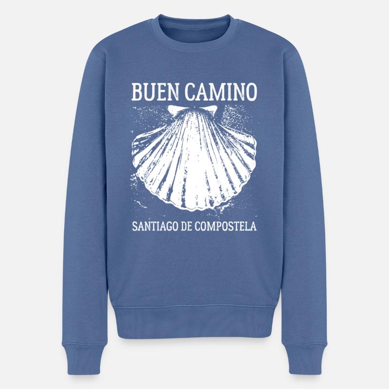 Buen Camino, coquille Saint-Jacques-de-Compostelle - Pull Premium bio Homme - bleu pigeon