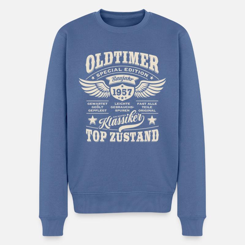 Oldtimer Baujahr 1957 - Geburtstag - Geschenk - Männer Premium Bio Pullover - Taubenblau