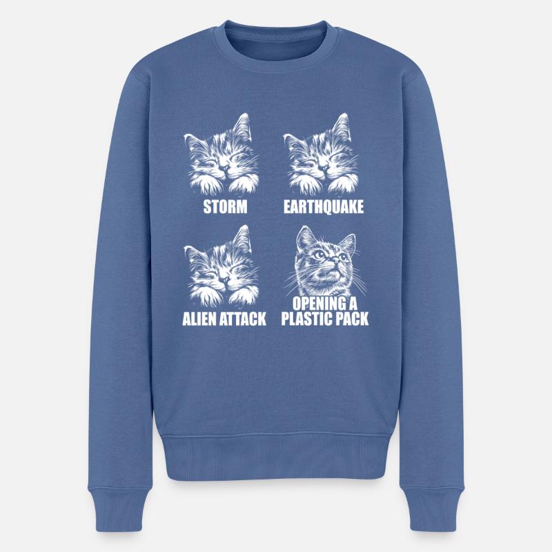 Cat - selective perception - saying - Men's Premium Organic Jumper - stone blue