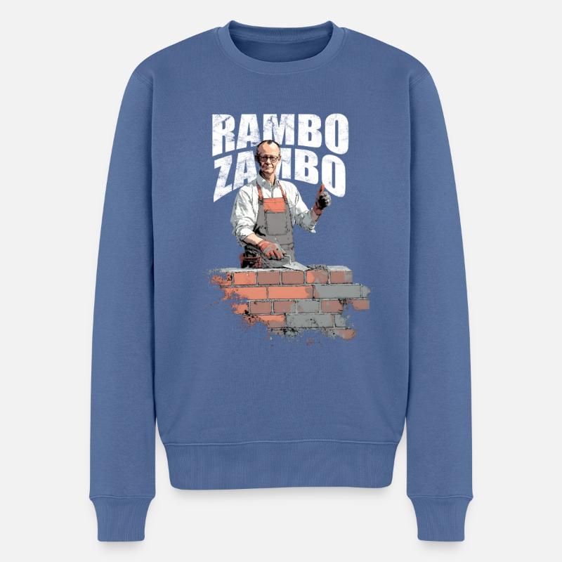Merz Rambo Zambo - Kanzler - Männer Premium Bio Pullover - Taubenblau