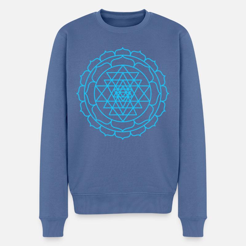 Shri Yantra blue - Männer Premium Bio Pullover - Taubenblau