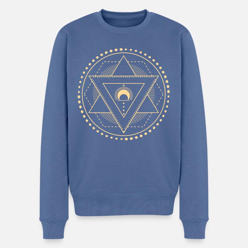 Hexagram géométrie lune bleu - Pull Premium bio Homme - bleu pigeon