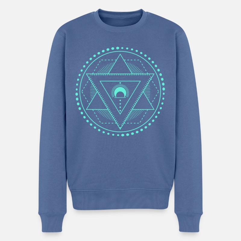 Géométrie hexagramme lune bleu - Pull Premium bio Homme - bleu pigeon