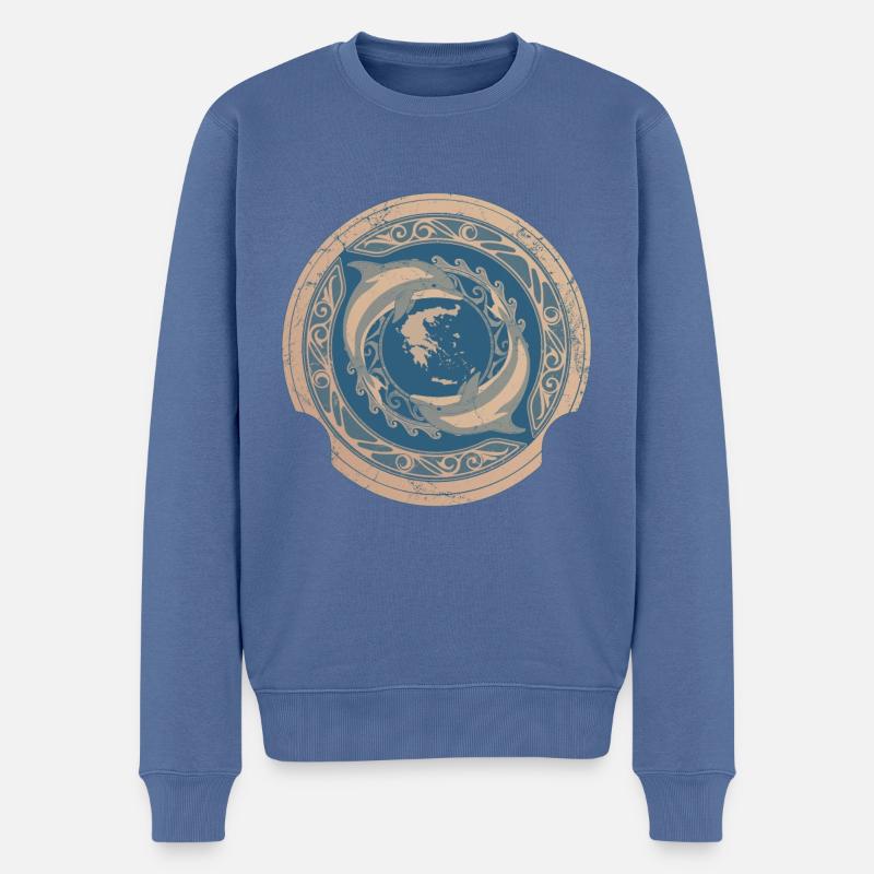 Griechenland - Männer Premium Bio Pullover - Taubenblau