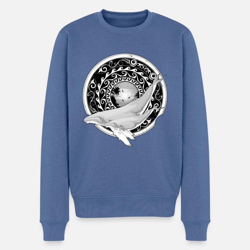 Baleines - Pull Premium bio Homme - bleu pigeon