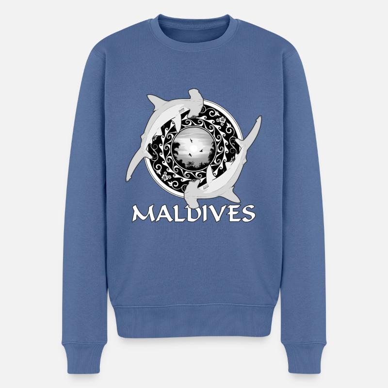 Malediven Hammerhaie - Männer Premium Bio Pullover - Taubenblau