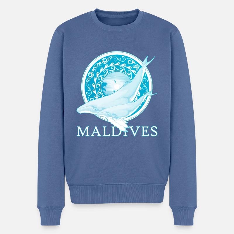 Baleines à bosse Maldives - Pull Premium bio Homme - bleu pigeon