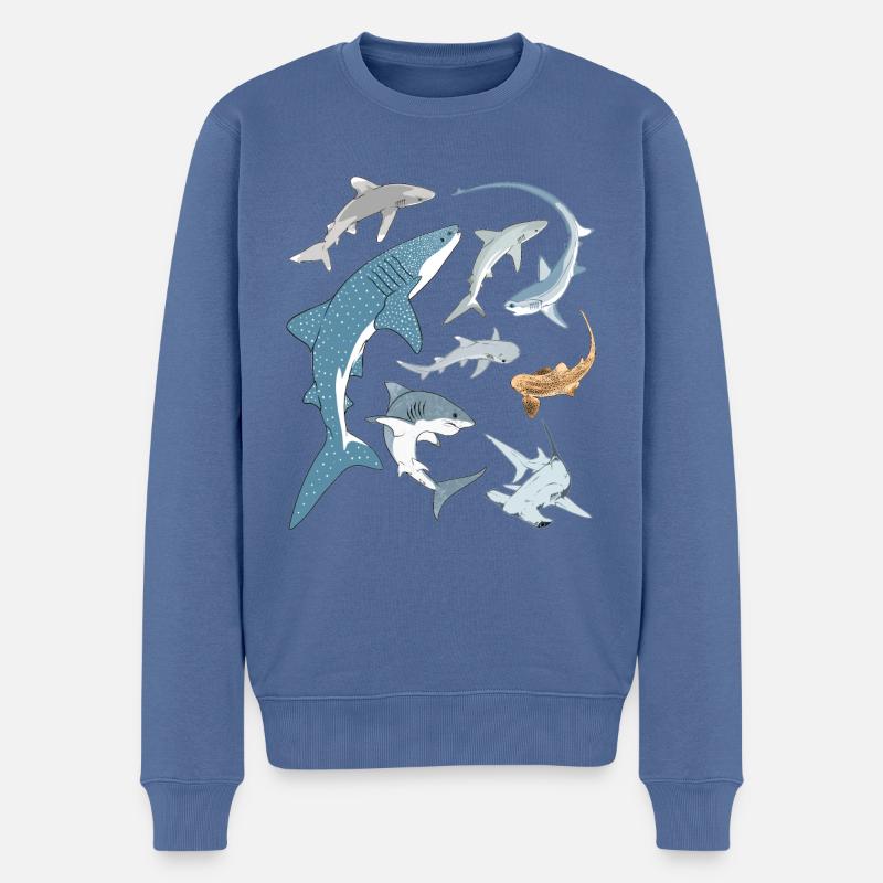 Types de requins Espèces de requins - Pull Premium bio Homme - bleu pigeon