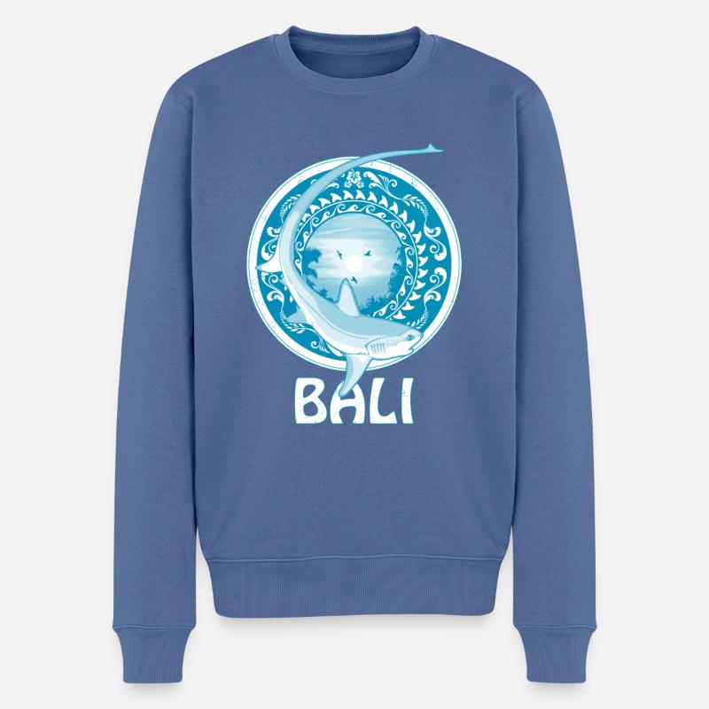 Drescherhai Bali Indonesien - Männer Premium Bio Pullover - Taubenblau
