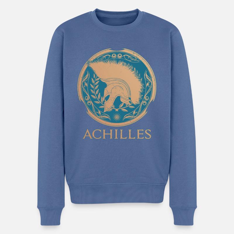 Achilles Griechischer Krieger - Männer Premium Bio Pullover - Taubenblau