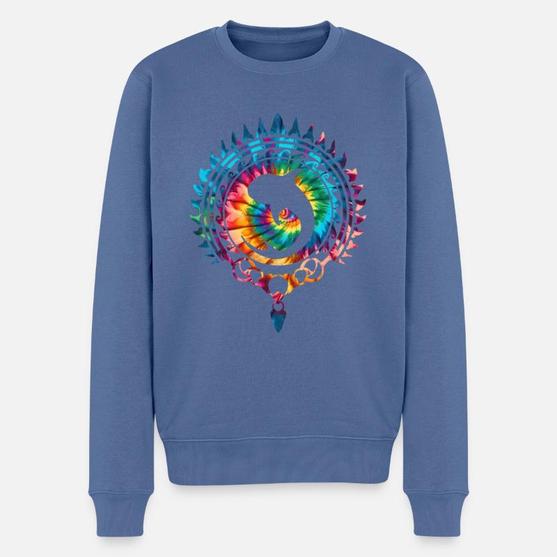 Walhai Tie Dye - Männer Premium Bio Pullover - Taubenblau