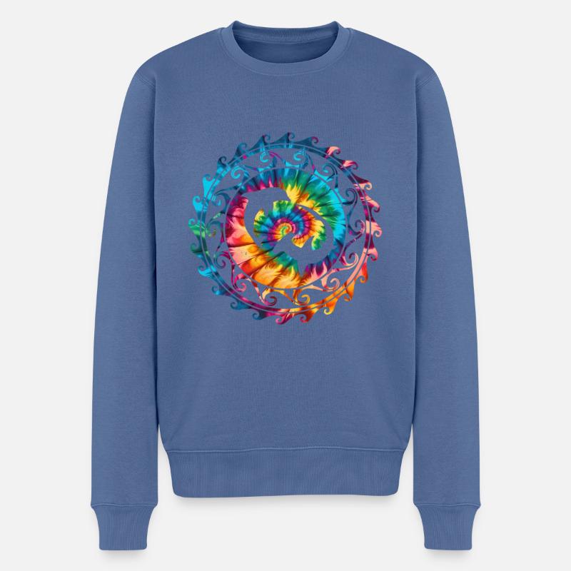 Hammerhai und Delfin Tie Dye - Männer Premium Bio Pullover - Taubenblau