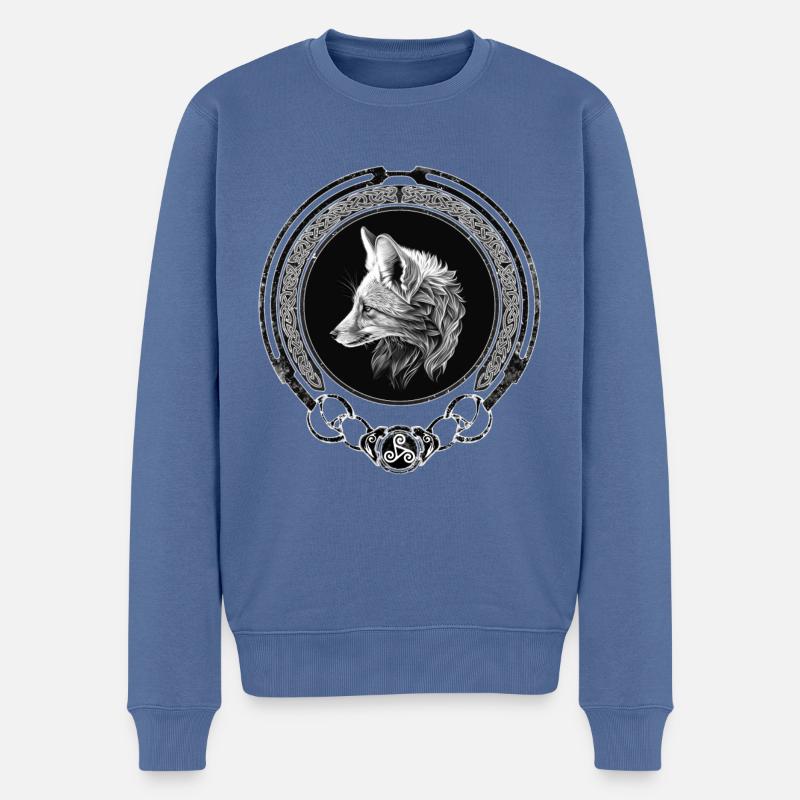Fuchs keltisches Zodiac - Männer Premium Bio Pullover - Taubenblau