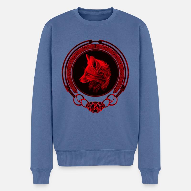 Fuchs keltisches Zodiac - Männer Premium Bio Pullover - Taubenblau
