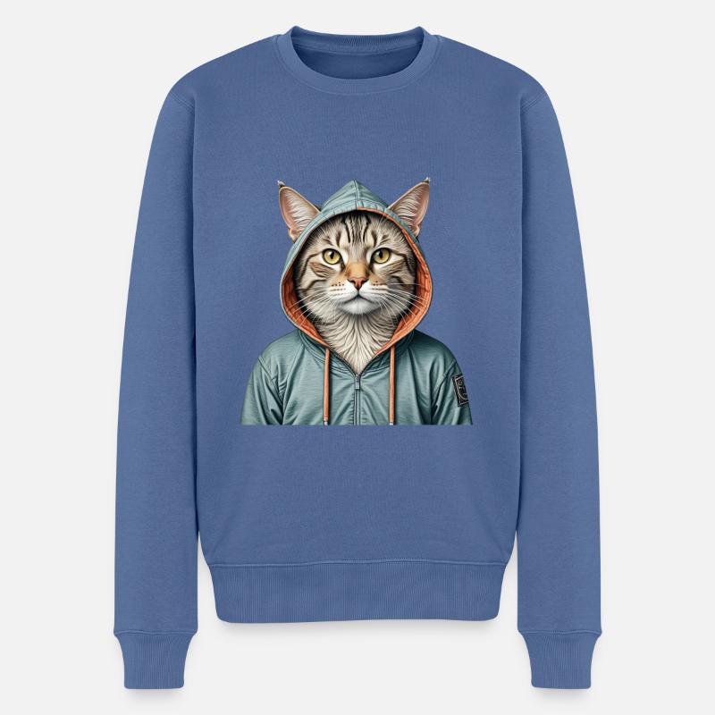 Chat portant une veste - Pull Premium bio Homme - bleu pigeon