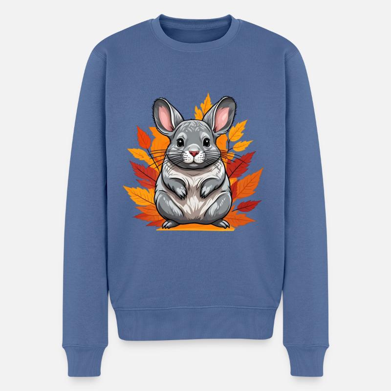 Süßes Herbst-Chinchilla - Männer Premium Bio Pullover - Taubenblau