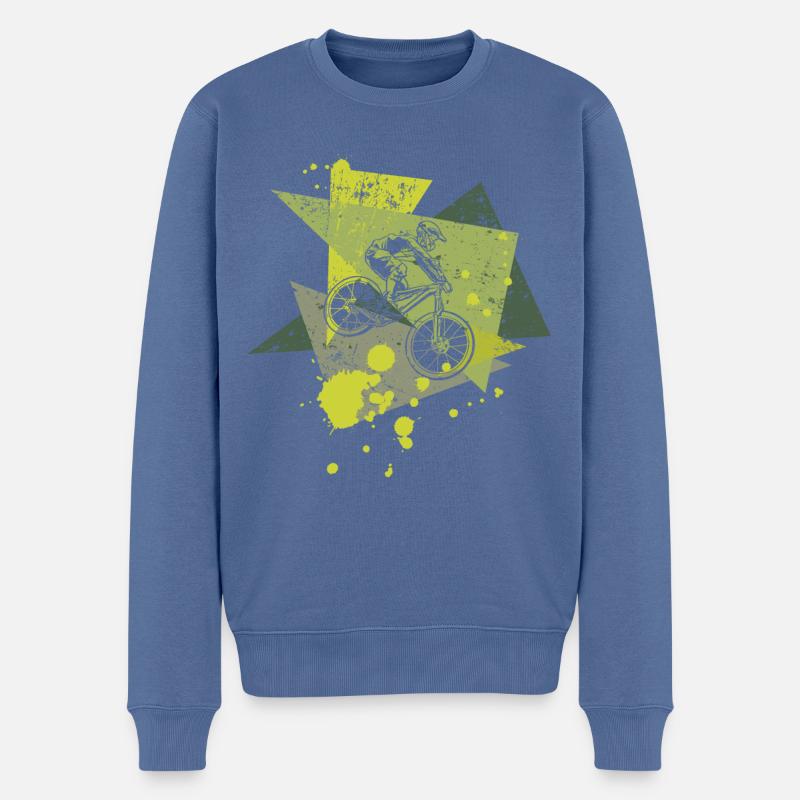 Mountainbike Downhill Geschenk - Männer Premium Bio Pullover - Taubenblau