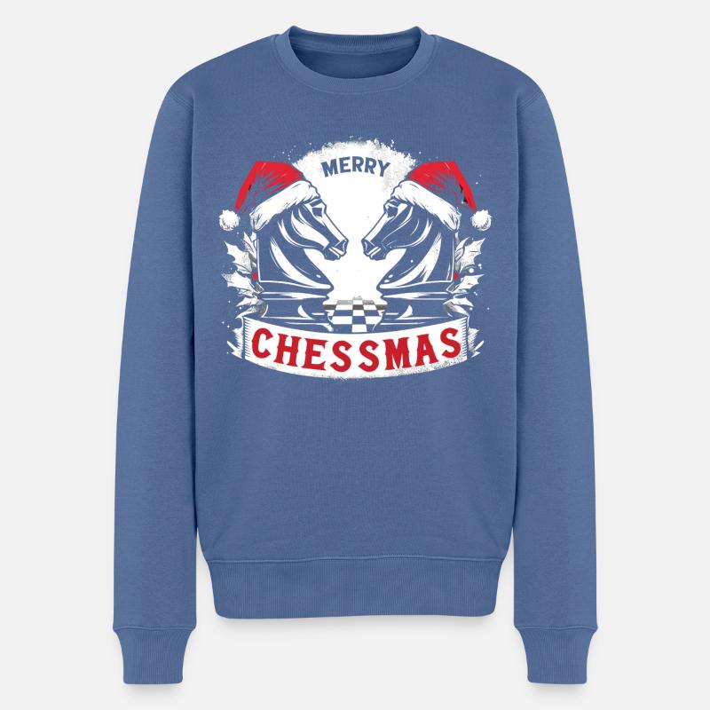 Joyeux Chessmas Échecs Noël - Pull Premium bio Homme - bleu pigeon