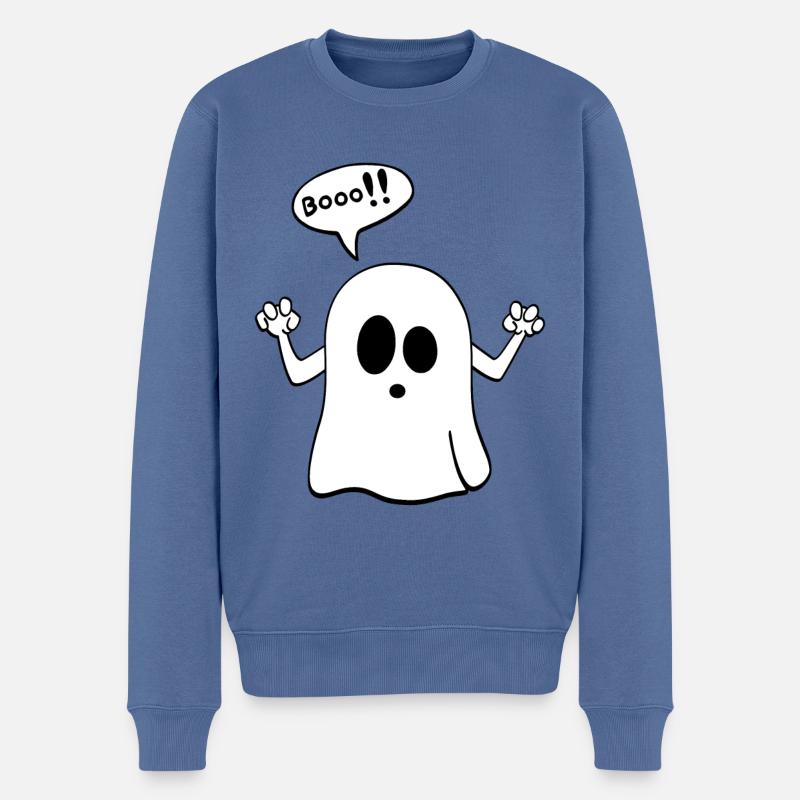 Ghost Halloween booo - Männer Premium Bio Pullover - Taubenblau