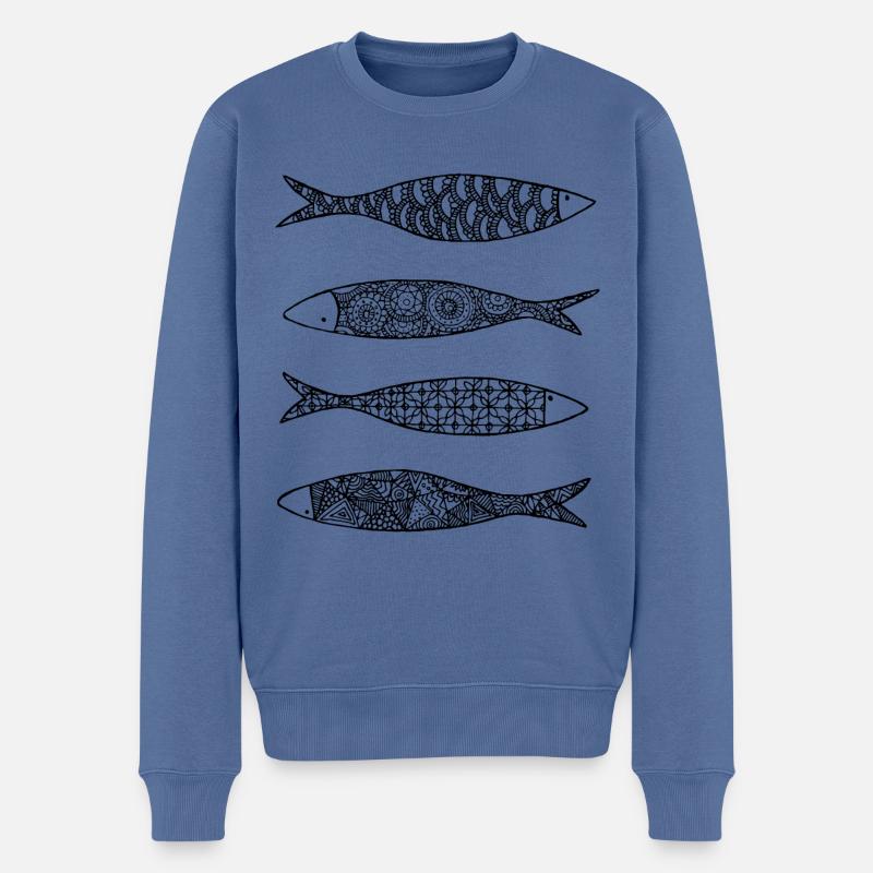 Sardinen - Männer Premium Bio Pullover - Taubenblau