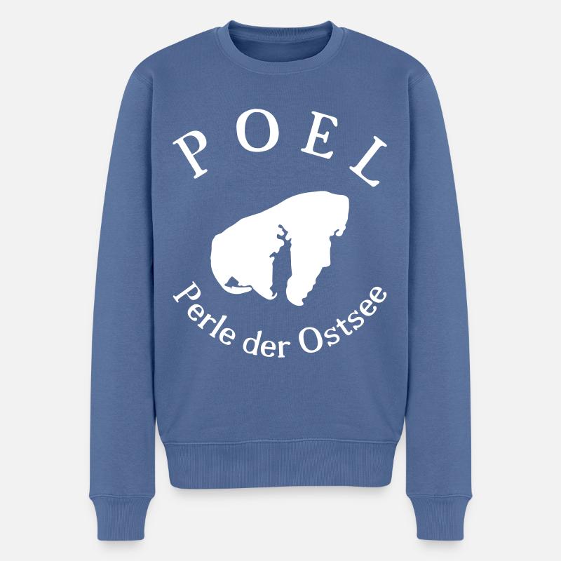 Poel - Männer Premium Bio Pullover - Taubenblau