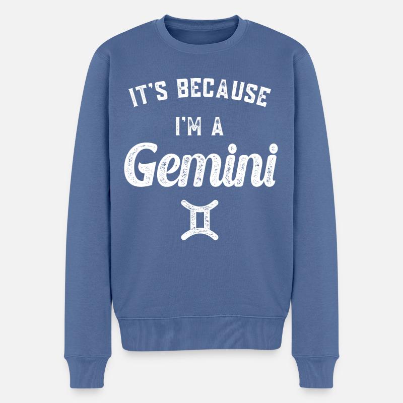 Signe du zodiaque Gémeaux - Pull Premium bio Homme - bleu pigeon