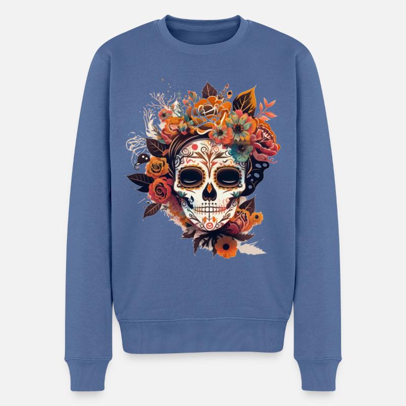 Mexikanische Malerin Kunst - Männer Premium Bio Pullover - Taubenblau