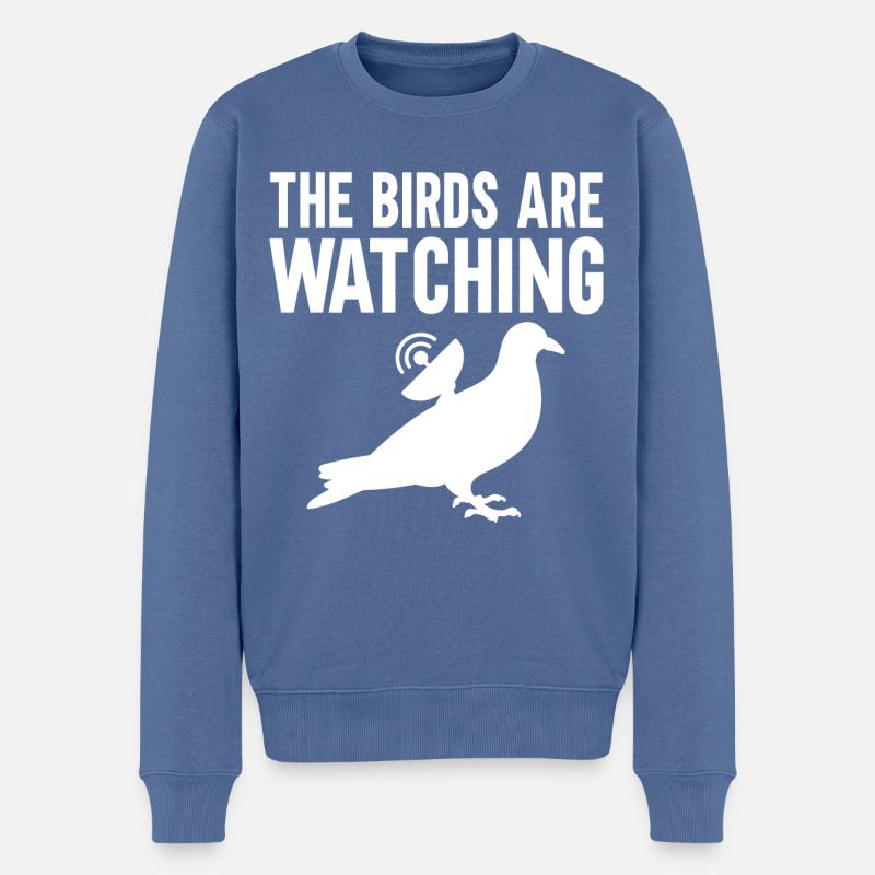 Les oiseaux observent - Pull Premium bio Homme - bleu pigeon