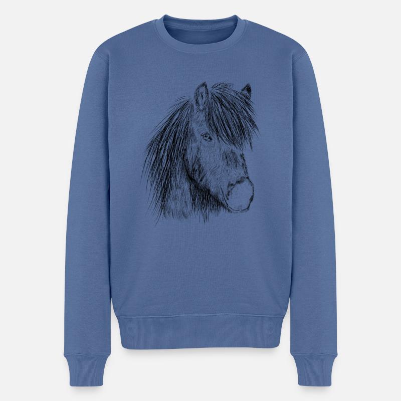 Island Pferd02 - Männer Premium Bio Pullover - Taubenblau