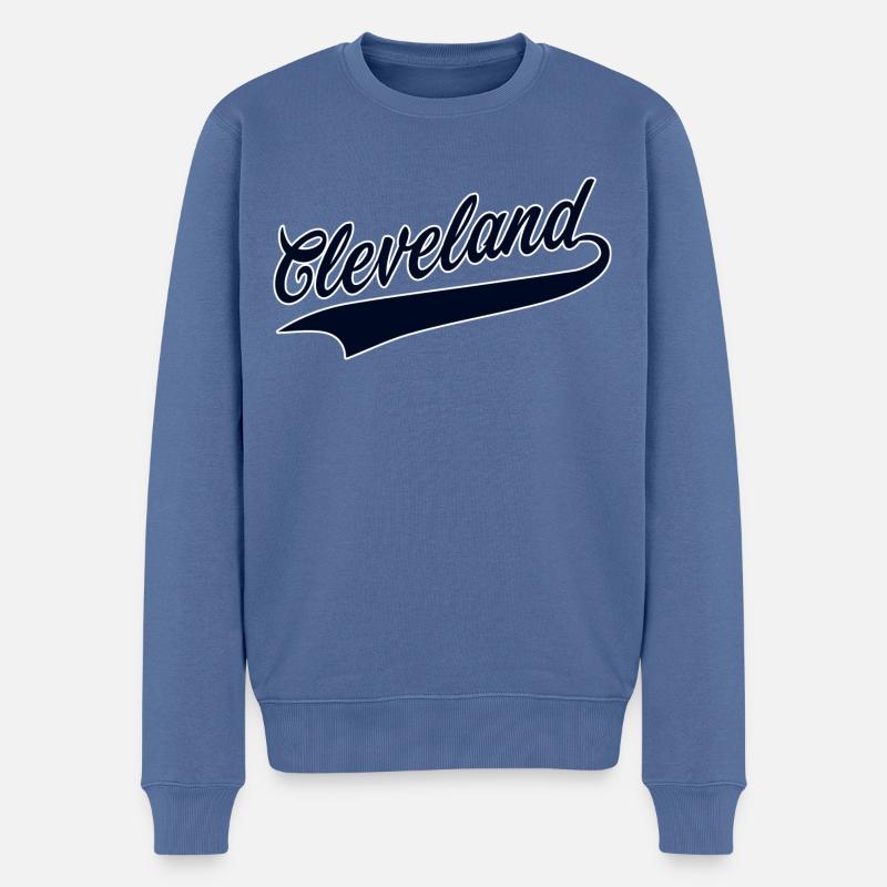 Cleveland - Männer Premium Bio Pullover - Taubenblau