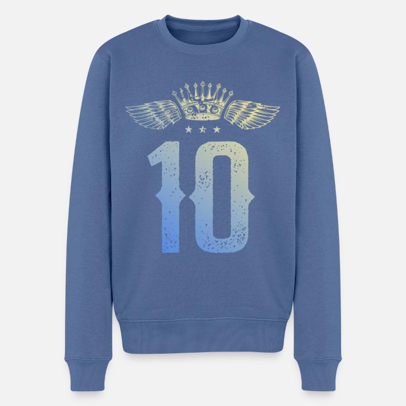 10 Zahl Krone - Männer Premium Bio Pullover - Taubenblau