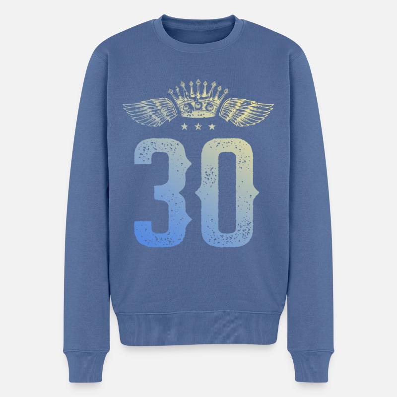 30 Couronne numérique - Pull Premium bio Homme - bleu pigeon