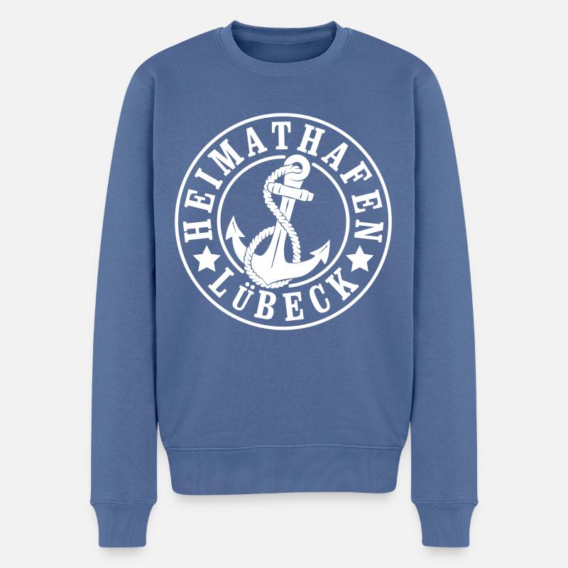 Heimathafen Lübeck - Männer Premium Bio Pullover - Taubenblau