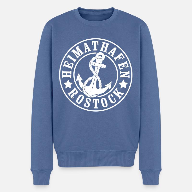 Heimathafen Rostock - Männer Premium Bio Pullover - Taubenblau