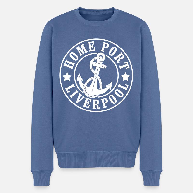 Liverpool - Männer Premium Bio Pullover - Taubenblau