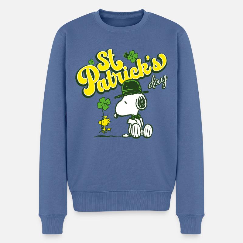 Peanuts Design Snoopy & Woodstock St. Pat's Day - Männer Premium Bio Pullover - Taubenblau