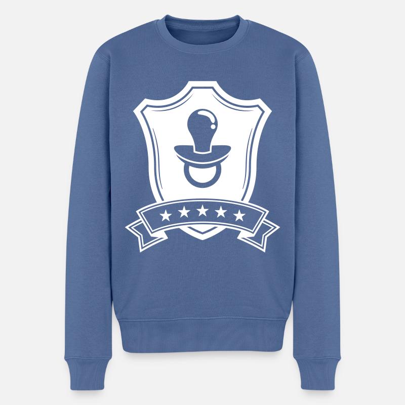 Schnuller Icon schild - Männer Premium Bio Pullover - Taubenblau