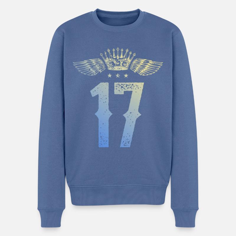 17 Couronne numérique - Pull Premium bio Homme - bleu pigeon